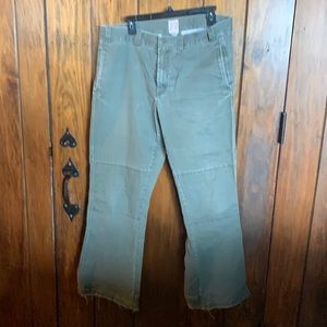 Wide leg cotton army green khaki pant